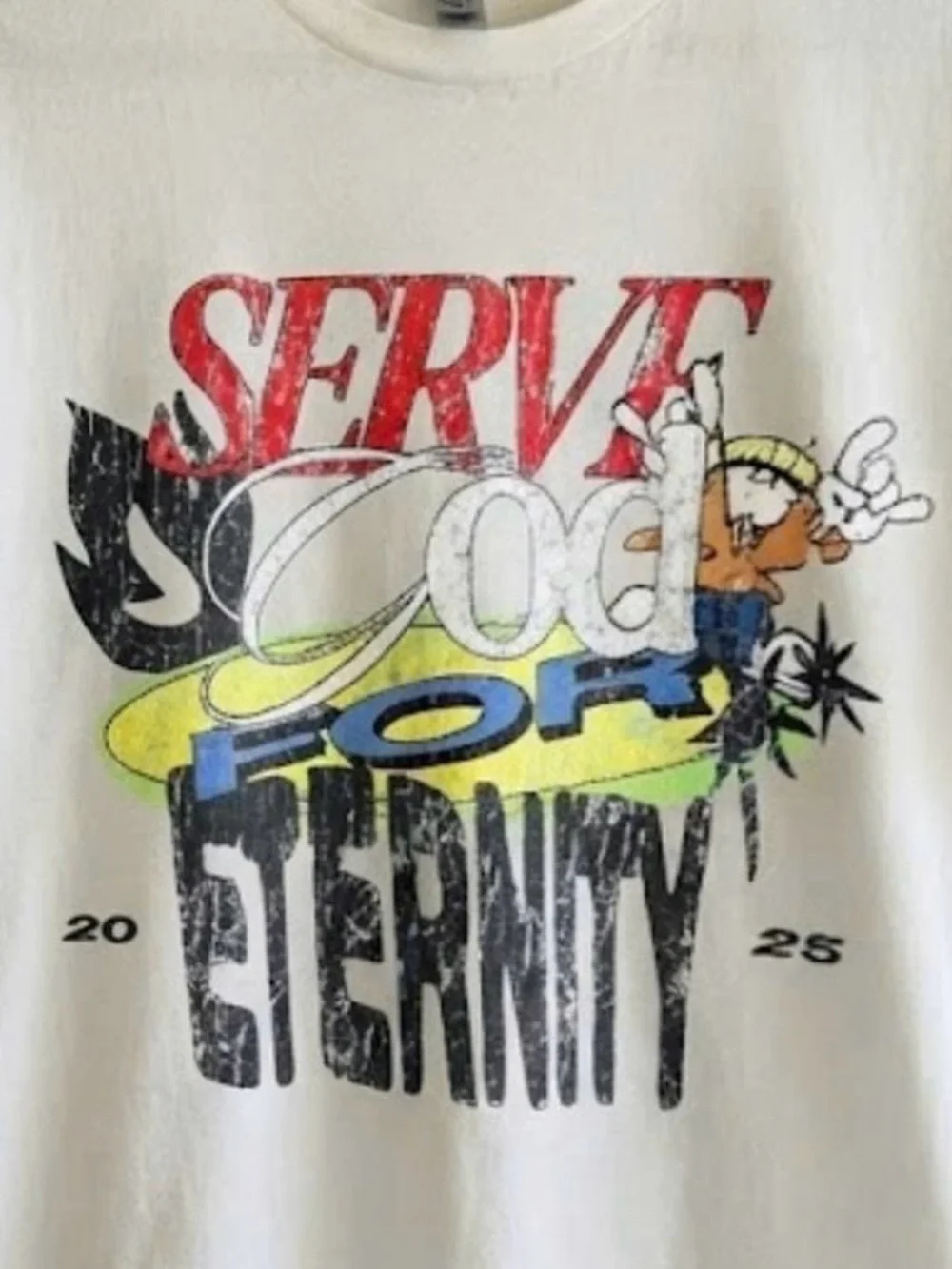 Gildan White Graphic 'Serve God For Eternity' Short Sleeve Tee | Unisex Shirt